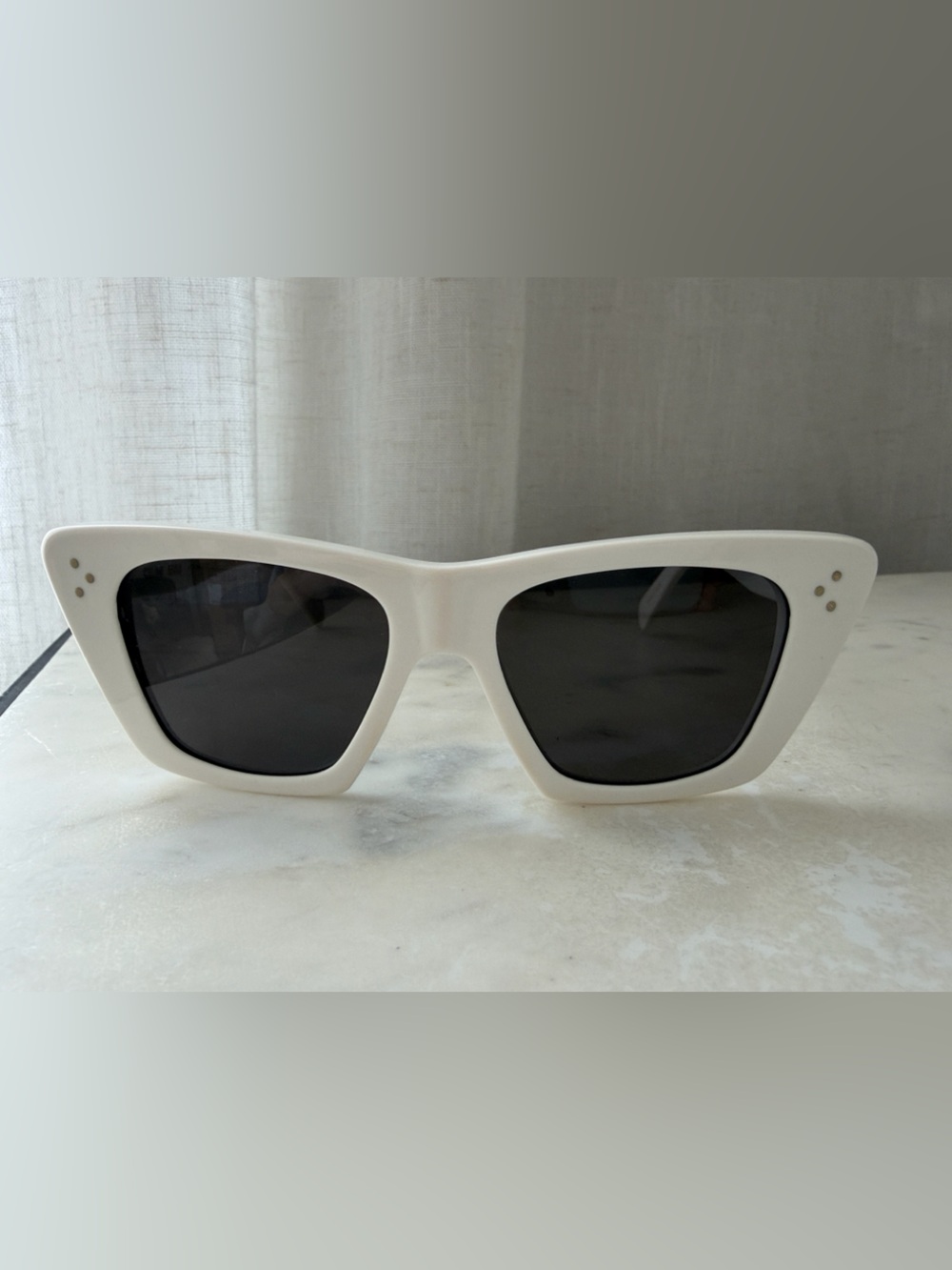 Celine White Frame Black Lens Cat-Eye Sunglasses